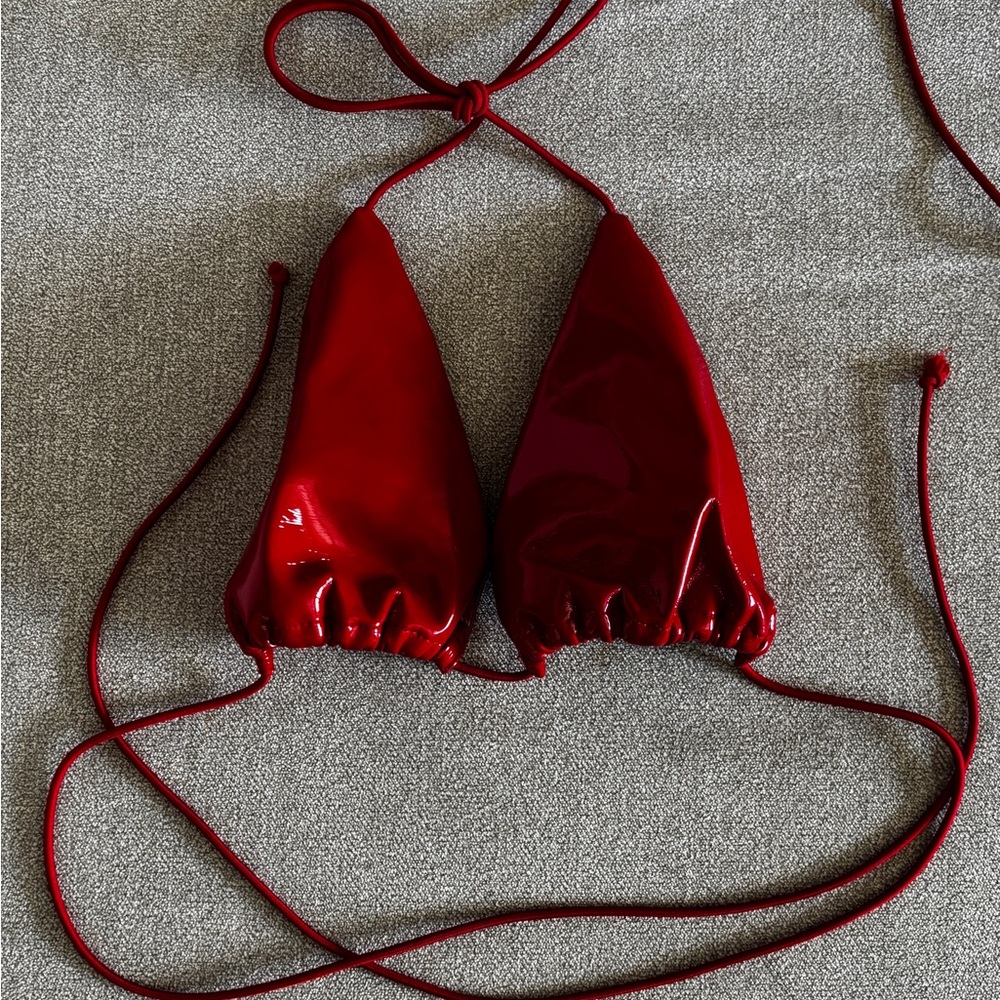 Fashion Brand Company Red Vinyl Bralette Top